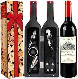 ZBPASL Forme de Bouteille de Vin Tire-bouchon de vin, ouvre bouteille, ensembles de sommelier avec ouvre-bouteille, bouchon de vin, Ensemble d'accessoires pour Le vin (Black 02)
