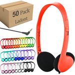 Ladont 50 Pack Bulk Classroom Headphones for Kids Students School, Multi Color Wired Headphones for Children Teens Boy Girl, 3.5mm Jack for Chromebook Laptop PC