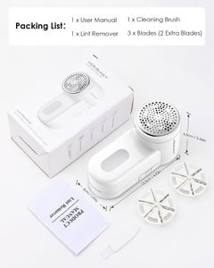 HOMEASY Portable Fabric Shaver – 2-Speed Lint Remover with 3 Blades, White