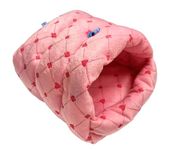 WOWOWMEOW Guinea Pig Cave Bed Small Animals Warm Cage Hanging Bed for Rat, Chinchilla, Hedgehog, Rabbit (M, Poker-Pink)