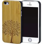 Wood Case for iPhone 5 / 5S / SE | Real Natural Bamboo Wooden Backplate with Unique Tree Design and Shock Absorbing Polycarbonate Protective Bumper GOWOOD Canadian