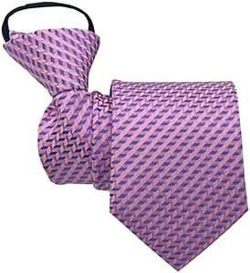 Mantieqingway Mens Zipper Tie 19'' Adjustable Pretied Ties for Men Polyester Necktie with Zip for Wedding Party Christmas (Purple Check)
