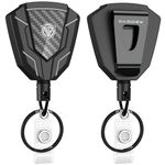 Oaridey Heavy Duty Retractable Keychain with Belt Clip, Retractable Badge Holders with Carbon Fiber Front, Badge Reels Retractable with Key Ring and 31.8” Steel Cord, 9oz Rebound - 2 Pack