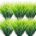 ITOIDS Outdoor Artificial Grass Plants 10 Pcs Fake Wheat Grass Greenery Shrubs UV Resistant Faux Plastic Greenery for Garden Porch Window Box Indoor/Outdoor Decoration