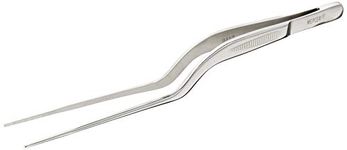 Mercer Culinary 18-8 Stainless Steel 6-1/8-Inch Offset Tweezer Precision Tongs, Silver