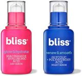 Bliss AM+PM Serum Duo: Glow & Hydrate Day Serum with Vitamin C + Renew & Smooth Night Serum with Glycolic Acid for 24-Hour Radiant, Hydrated Skin - Daily Skincare Routine Set