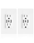 USB Wall Outlet, 30W GaN 6.0A USB Outlet Receptacles with 3 USB Ports,15 Amp Tamper-Resistant Electrical Outlet with 2 Type A&1 Type C,Screwless Wall Plate Included,UL Listed