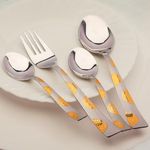 Parage 24 Pieces Stainless Steel 24k Golden Cutlery Set for Home & Kitchen, 24 Karat Gold Plated Premium Flatware for Dining (6 Pieces Each Table Spoons, Table Forks, Dinner Spoons & Tea Spoons)