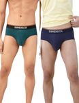 DAMENSCH Men's Regular Fit Solid Cotton Briefs Underwear | Supima-Modal, Stretchy Fabric, Anti-Bacterial and Microfibre Waistband Innerwear for Men, Briefs for Men-New Navy,Teal Trust-M