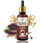 Newish Clove Oil 100% Pure & Natural, Undiluted, Best use Clove oil for Theeth Pain, Skin, Hair, Pimples, Acne, T Zone & Underarm - High Potency Premium Essential Clove Oil 30 ml