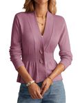 GRACE KARIN Women 2024 Button Down Lightweight Cardigan Casual Open Front Sweater Crochet Tops Knitted Coat, Pink, Small