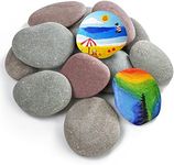 Jongdari 12Pcs Large River Rocks for Painting, 3.15-4.72 Inch Rock Painting Kit for Kids, Large Painting Rocks Bulk, Flat Rocks and Smooth Stones, Kindness Stones for Crafts Arts DIY Decoration