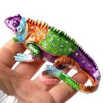 Waltz&F Color chameleon Trinket Box Hinged Hand-painted Figurine Collectible Ring Holder