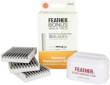 Feather Bonus Value Pack, Styling Razor Standard Blades - Professional Hair Cutting Blades for Styling, Shaping, Thinning - Single Edge Guarded Blade - Made in Japan -30 Counts +1 Blade Disposal Case