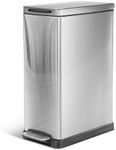 Home Zone Living 12 Gallon Slim Kitchen Trash Can with Soft Close Lid, Step Pedal, Bag Tuck Band, and Removable Liner, Stainless Steel, Silver