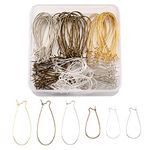 Pandahall 1Box/120pcs 4 Colors Iron Earring Hooks Mixed Kidney Ear for Dangle Earrings 1.29 Inch/1.69 Inch