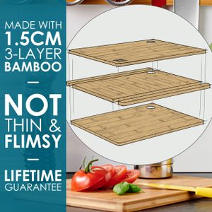 LARHN Bamboo Chopping Board Set – 3-Piece Kitchen Cutting Boards