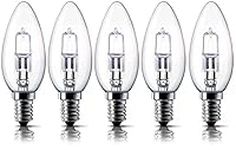 E14 28W Halogen Candle Light Bulbs, Small Edison Screw Bulb (SES) 2700K Warm White Dimmable Pack of 5