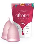 Menstrual Cups Set 2 Pack - (Large and Small) - Premium Reusable Period Cup Set for Regular and Heavy Flow - Insert Easier with The Athena Form Fit Rim - Transparent Pink Size 1 and 2 - by Athena Cup