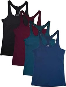 Kalon Women's 4-Pack Racerback Shelf Bra Camisole Base Layer (Large, Winter)