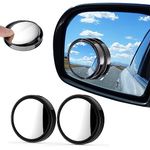 Horuhue 2Pcs Blind Spot Mirror, 360° Rotate Round HD Glass Convex Rear View Mirrors with ABS Protective Shell for Suv Van Universal Cars (Round-Black)