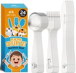 Kids and Toddler Utensils Silverware Set - 24-Piece Toddler Silverware Includes 3 Forks 3 Spoons and 3 Kid-Friendly Knives - Kids Metal Silverware Flatware Cutlery Set for Preschooler Baby Child