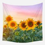 EHOMERY Wall Covering Room Wall Decor For Bedroom Men Tapestry Yellow Sunflower Tapestries Office Tapestries Trippy Cloth Wall Hanging Blanket Living Room Bedroom Art Décor 150X150Cm