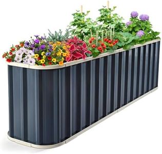 KING BIRD Raised Garden Bed Quick-Install Galvanized Planter Garden Box Outdoor for Gardening, Vegetables, Flowers 7.2x1.7x2 Ft, Dark Grey