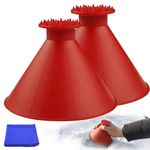 2 Pack Magical Ice Scraper, Round Snow Scraper for Car Windshield,Cone Windshield Ice Scrapers, 2 in 1 Snow Removal Shovel Tools,Gift for Chrismas (red)