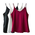 Wantschun Womens Silk Satin Cami Top Tank X-Small ;Black+Wine Red+White