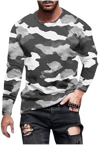 Long Sleeve Shirts for Men Camouflage Hunting Gear Compression Shirt Gym Running Mens Fitness Tactical Vest Biking Football Soccer 07#,Gray,Petite