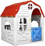 vidaXL Kids Foldable Playhouse Children Garden Outdoor Lawn Backyard House Cottage Playhouse Imagination Toy with Working Door and Windows