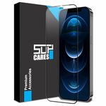 SupCares Tempered Glass for iPhone 12 Pro Max (6.7 Inch) With Installation Kit | 9H Edge to Edge Screen Protector | Black