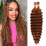 Human Braiding Hair for Boho Braids Deep Wave Bulk Human Hair for Braiding No Weft 16 Inch 100g 2Bundle/Pack Boho Braids Human Hair Extensions(30#, 16 Inch 2 Bunldes (100g))