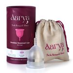 AARYA Reusable Menstrual Cup | Ultra Soft & Odourless | Medical Grade Silicone | Leak Free for 8-10 Hours | FDA Approved | Includes Protective Pouch | Pack of 1 (Large), Transparent