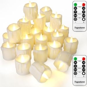 Topstone Flameless Candles with Remote Control,Battery Operated LED Candles with Timer & Dimmable Function, Realistic Wax Dripping Design, Perfect for Home Decor, Wedding, Christmas Decorations (24)