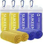 Sukeen Cooling Towel, Cooling Towels for Neck and Face, Quick Dry Sport Camping Cooling Towels, 40"x12" Cold Towel for Hot Weather (2*Yellow/2*Dark Blue)