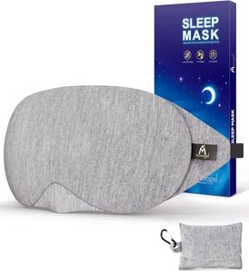 Mavogel Cotton Sleep Eye Mask - Updated Design Light Blocking Sleep Mask, Soft and Comfortable Night Eye Mask for Men Women, Eye Blinder for Travel/Sleeping, Includes Travel Pouch, Grey