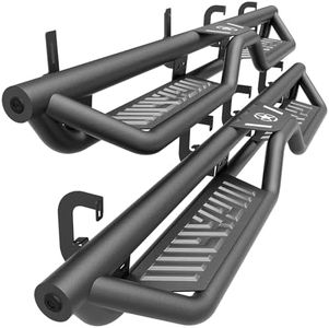 YZONA Crew Cab Running Boards Side Steps Compatible for 2007-2018 Chevy Silverado & GMC Sierra 1500, 2007-2019 Chevrolet Silverado & GMC Sierra 2500 3500 CrewCab Nerf Bar, Two Stairs Design Star Logo
