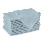 Encasa XO Dining Cocktail Napkins 12 pcs (1 Dozen) Set of Large 23x23 cm (9"x9") - Ice Blue - Absorbent Heavy Cotton Party Fabric Machine Washable for Home Restaurant Banquet & Hotel