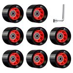 TOBWOLF 8 Pack 58mm x 39mm, 95A, Indoor Quad Roller Skate Wheels for Roller Derby Speed Skateing, Artisitc, Jam, Rink & Rhythm Skates, PU Wear-Resistant Wheels Double-Row Roller Skates Accessories