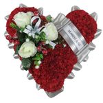 Christmas Artificial Flowers Wreath for Funeral or Grave - Heart Shaped Tribute with Roses and Berries