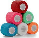 Vet Wrap - (Pack of 6-2 inch x 5 Yard Rolls) Self Adherent Wrap Cohesive Compression Bandage and Gauze Bandage Roll Tape for Dogs, Cats, Horses - Assorted Colors