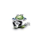 Pandora Moments Frog sterling silver charm with transparent blue and green enamel