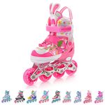 Inline Skates 4in1 Children's Kids Inliners Roller Skates Roller Blades Quad Skates Carbon Children's Inline Skates Adjustable Shoe Big Wheels