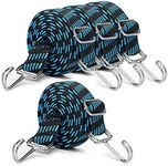 INCETUE 2M Long Bungee Cords with Hooks, 4 Pack Adjustable Flat Elasticity Rope Set, Large Heavy Duty Extra Strong Rubber Elastic Straps with Metal Buckle, for Bike Luggage Racks & Outdoor (Blue)