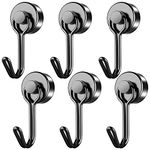 FINDMAG Magnetic Hooks, 6 Pack 40 lb+ Swivel Swing Neodymium Magnet Hooks, Black Magnet with Hooks Heavy Duty, Strong Magnet Hooks for Hanging, Camping, Kitchen, Workplace