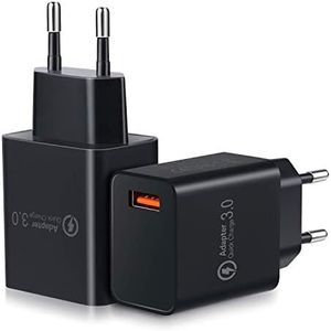 【2-Pack】Quick Charge 3.0 Cargador de pared USB,18W de carga rápida Adaptador de corriente USB Enchufe de pared para Cargador inalámbrico QI de 10W, iPad Pro, tabletas, iPhone, Samsung Galaxy, LG, HTC