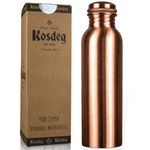 Kosdeg Copper Water Bottle 1 Liter / 34 Oz Extra Large - An Ayurvedic Pure Copper Vessel - Drink More Water, Lower Your Sugar Intake And Enjoy The Health Benefits Immediately