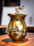 The Artage Golden Antique Brass Jar Container Gift Hamper Showpiece Dryfruit Jar Container Gifting Kitchen Decor Home Decor 15 * 10 * 10cm H*B*L 600Gram